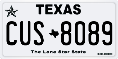 TX license plate CUS8089