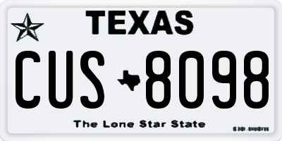 TX license plate CUS8098