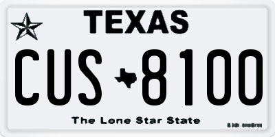 TX license plate CUS8100
