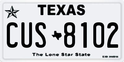 TX license plate CUS8102