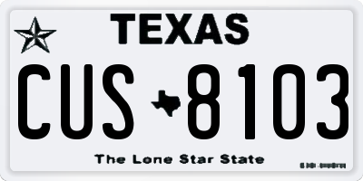 TX license plate CUS8103