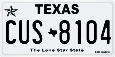 TX license plate CUS8104