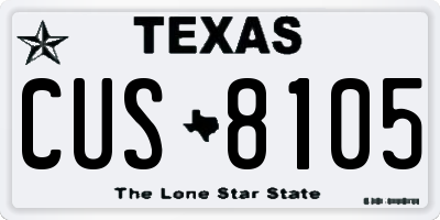 TX license plate CUS8105