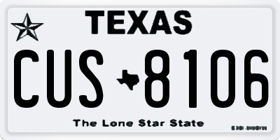 TX license plate CUS8106