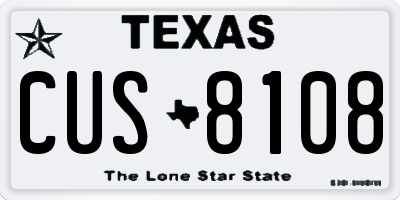 TX license plate CUS8108
