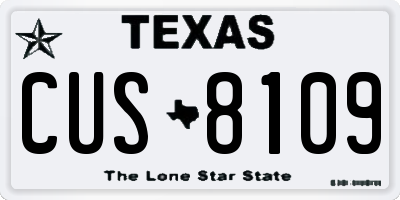 TX license plate CUS8109