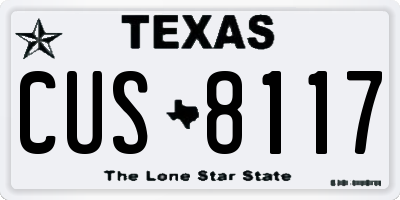 TX license plate CUS8117