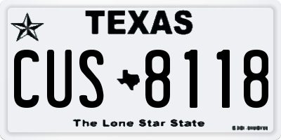 TX license plate CUS8118