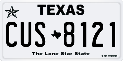 TX license plate CUS8121