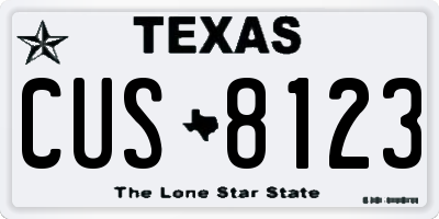 TX license plate CUS8123
