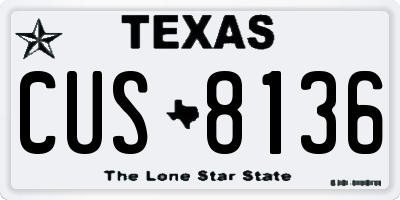 TX license plate CUS8136