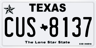TX license plate CUS8137