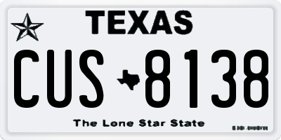 TX license plate CUS8138