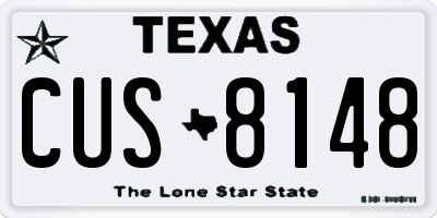TX license plate CUS8148