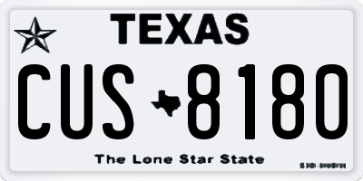 TX license plate CUS8180
