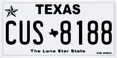 TX license plate CUS8188