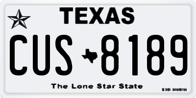 TX license plate CUS8189
