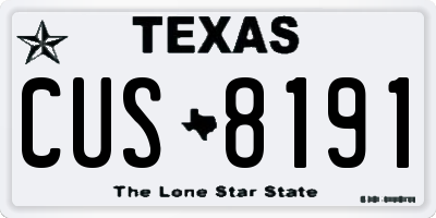 TX license plate CUS8191