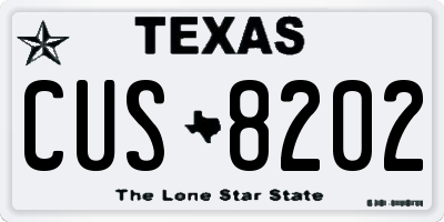 TX license plate CUS8202
