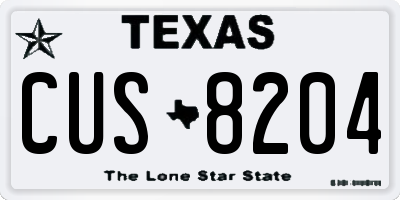 TX license plate CUS8204