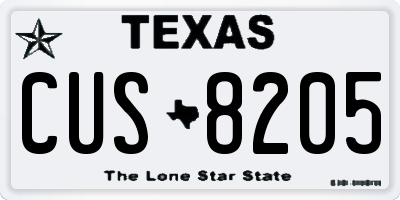 TX license plate CUS8205