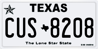 TX license plate CUS8208