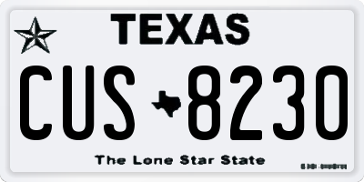TX license plate CUS8230