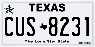 TX license plate CUS8231
