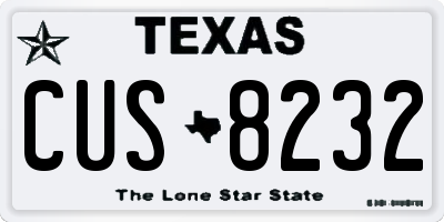 TX license plate CUS8232