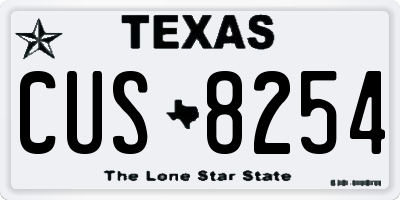 TX license plate CUS8254