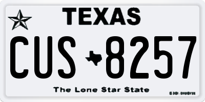 TX license plate CUS8257
