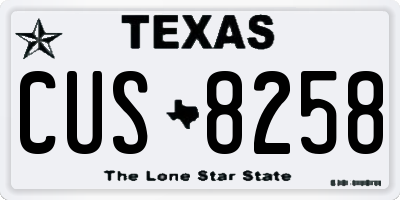TX license plate CUS8258