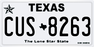TX license plate CUS8263