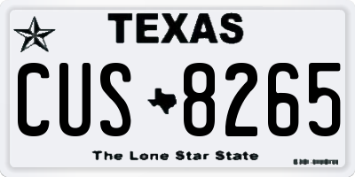 TX license plate CUS8265