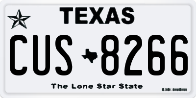 TX license plate CUS8266