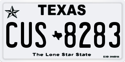 TX license plate CUS8283