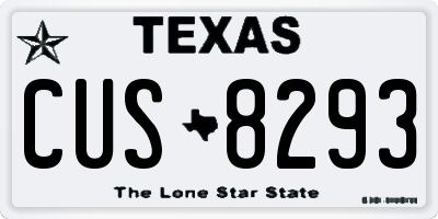 TX license plate CUS8293