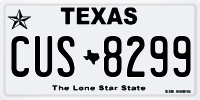 TX license plate CUS8299