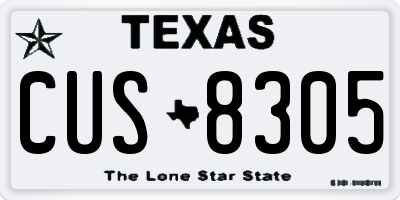 TX license plate CUS8305