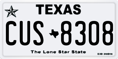 TX license plate CUS8308
