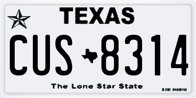 TX license plate CUS8314