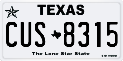 TX license plate CUS8315