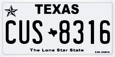 TX license plate CUS8316