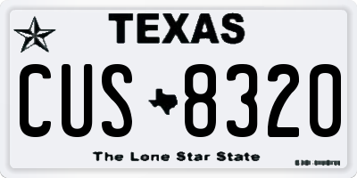 TX license plate CUS8320