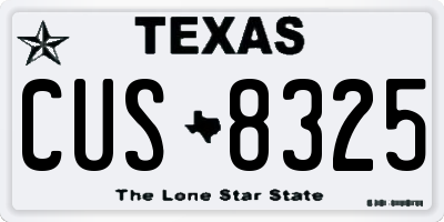 TX license plate CUS8325