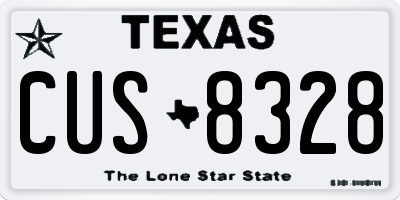 TX license plate CUS8328
