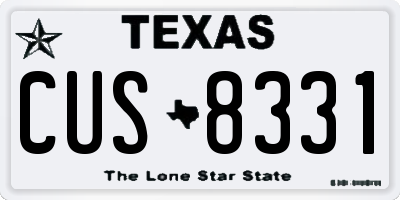 TX license plate CUS8331