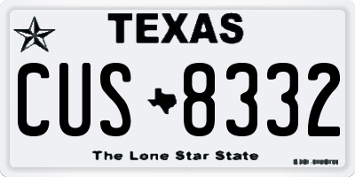 TX license plate CUS8332
