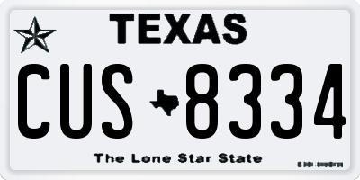 TX license plate CUS8334