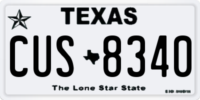 TX license plate CUS8340